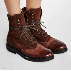 Free People Sparrow Lace Up Combat Ankle Boots 38 7